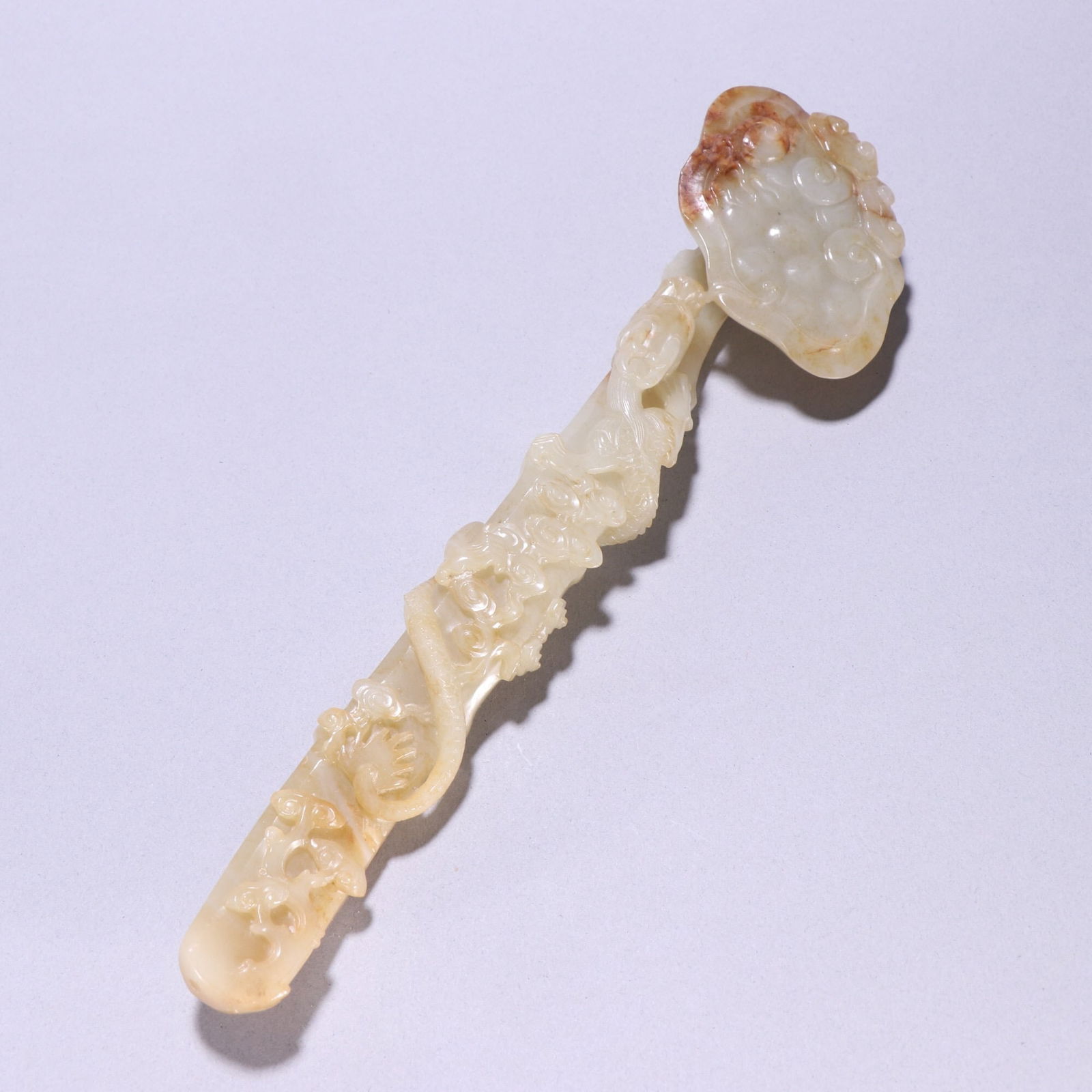 Hetian Jade Pebble Lingzhi Ruyi Handle: 25.2*6/270g