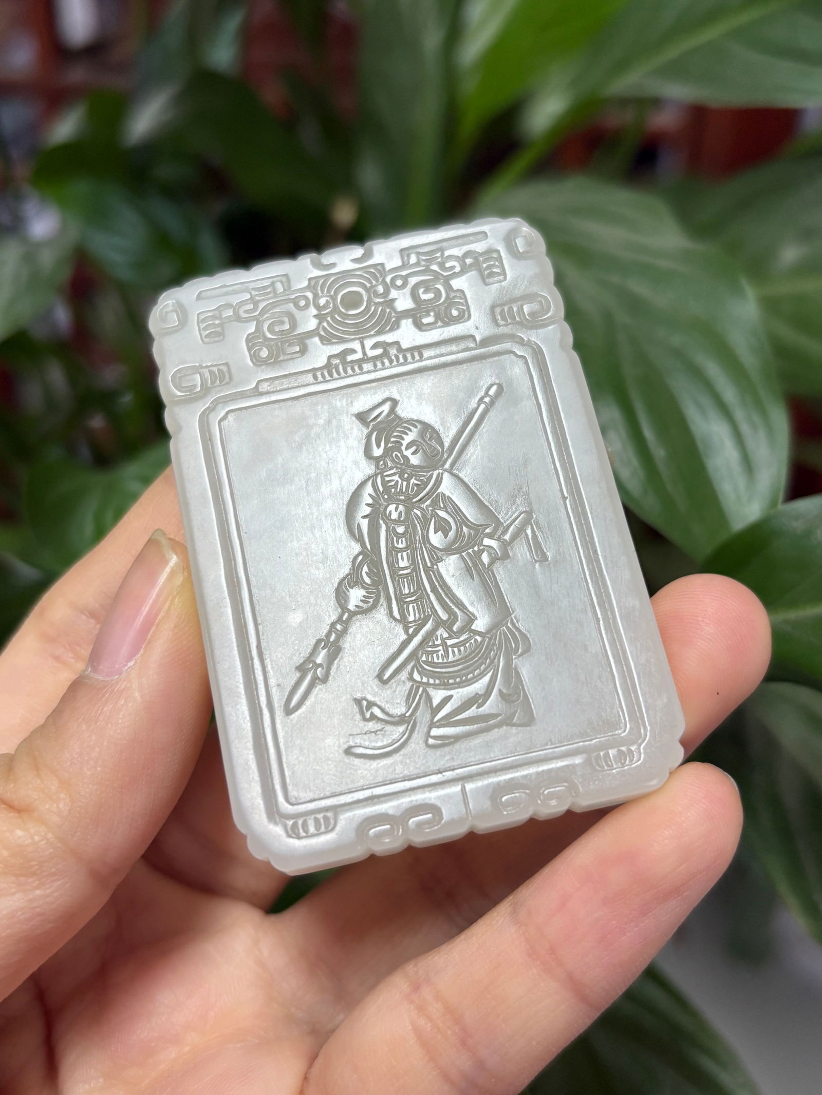 Qing Dynasty Hetian jade plaque: 6*4.1*0.7/48g