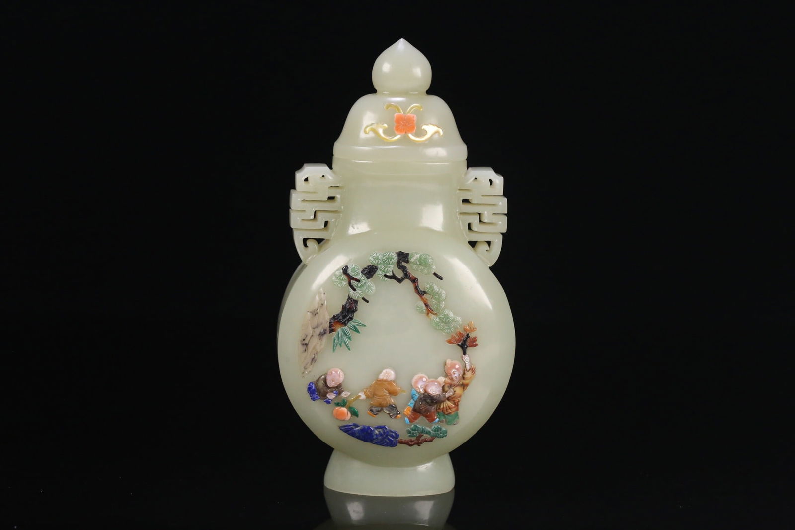 Qing Dynasty Natural Mineral Thangka: 18.2*9.5*5.5/353.3g