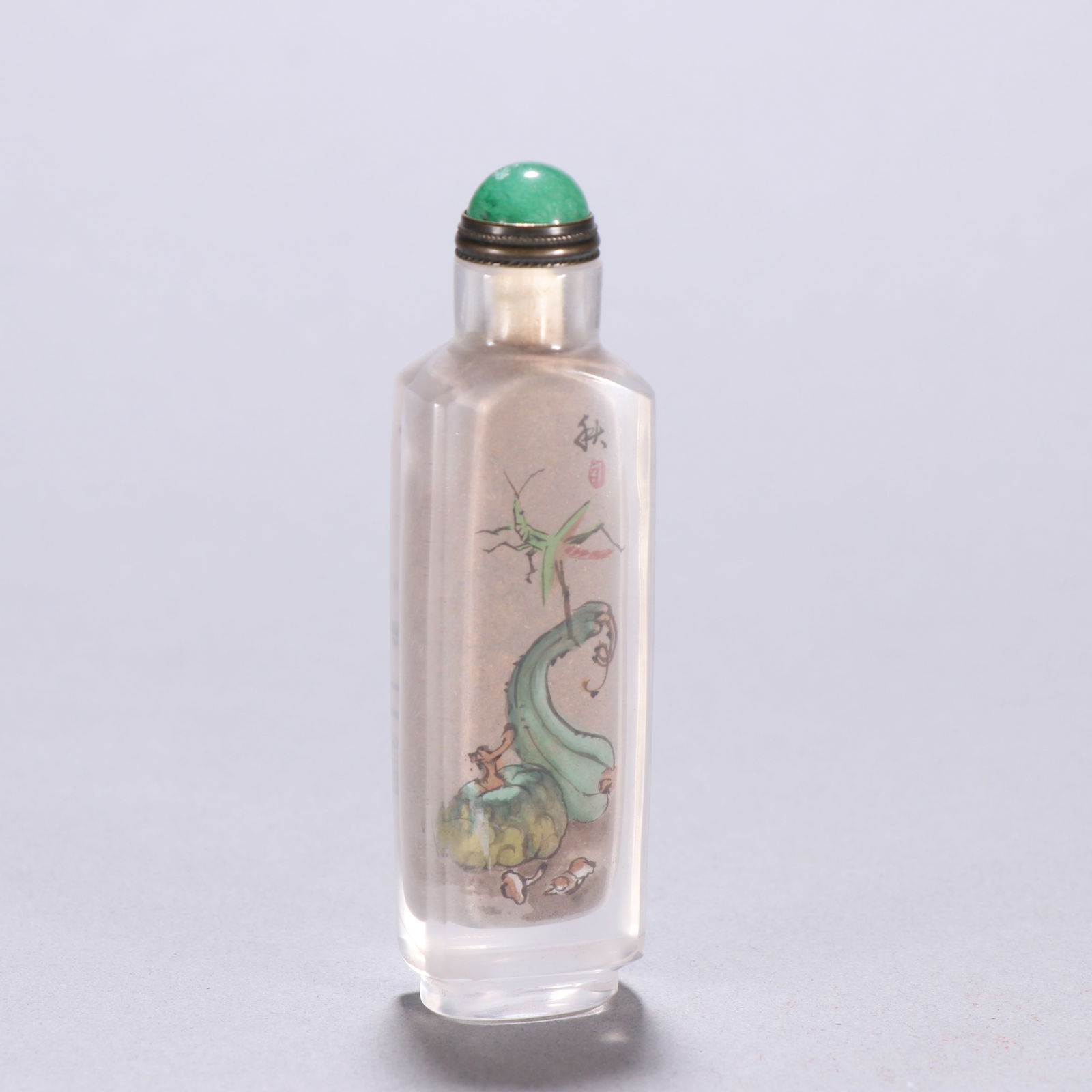 Qing Dynasty crystal inside-painted snuff bottle: 8.3*2.4/45.4g