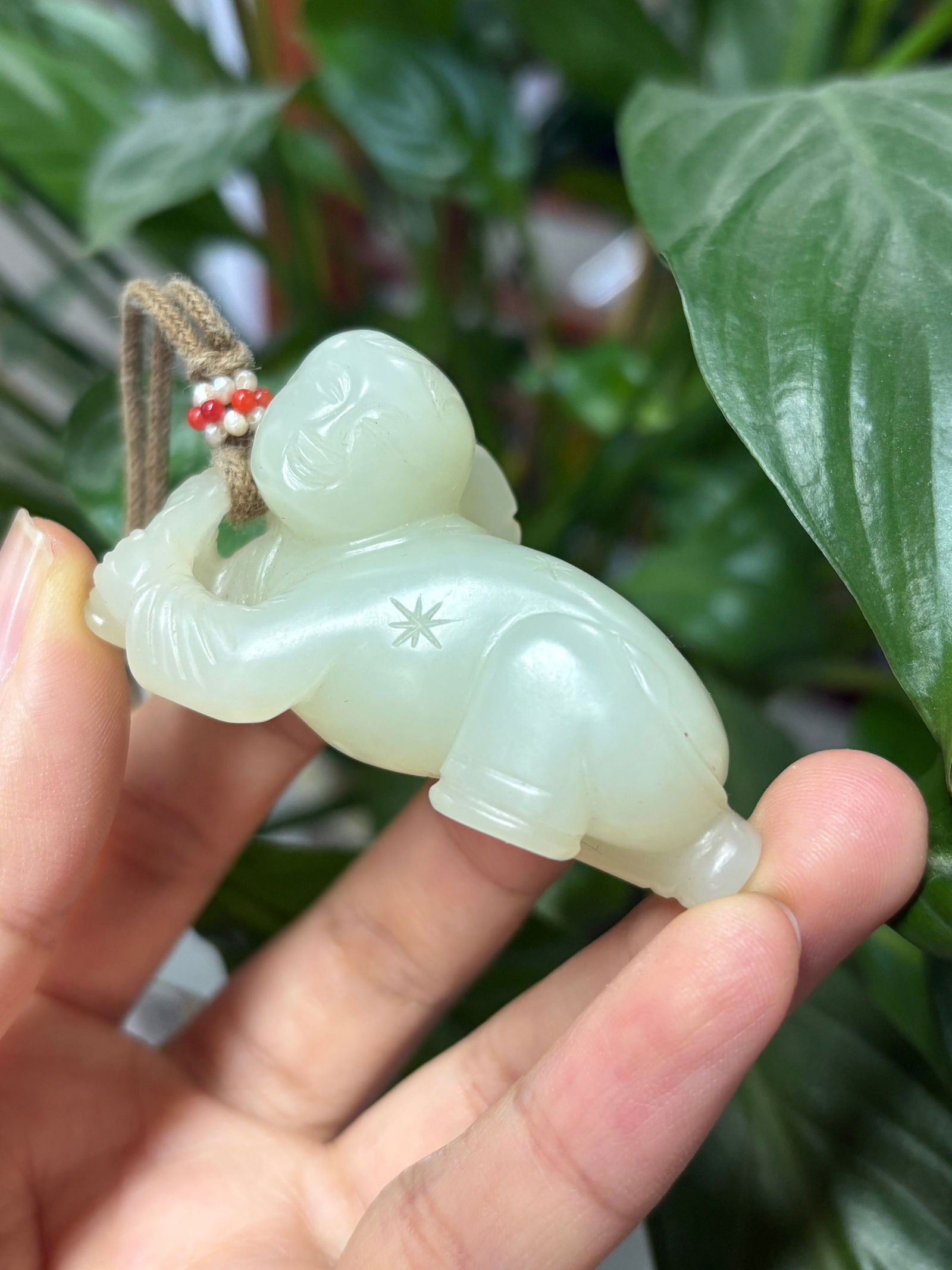 Qing Dynasty Hetian Jade Pendant: 3.4*5.65*2/43.3g