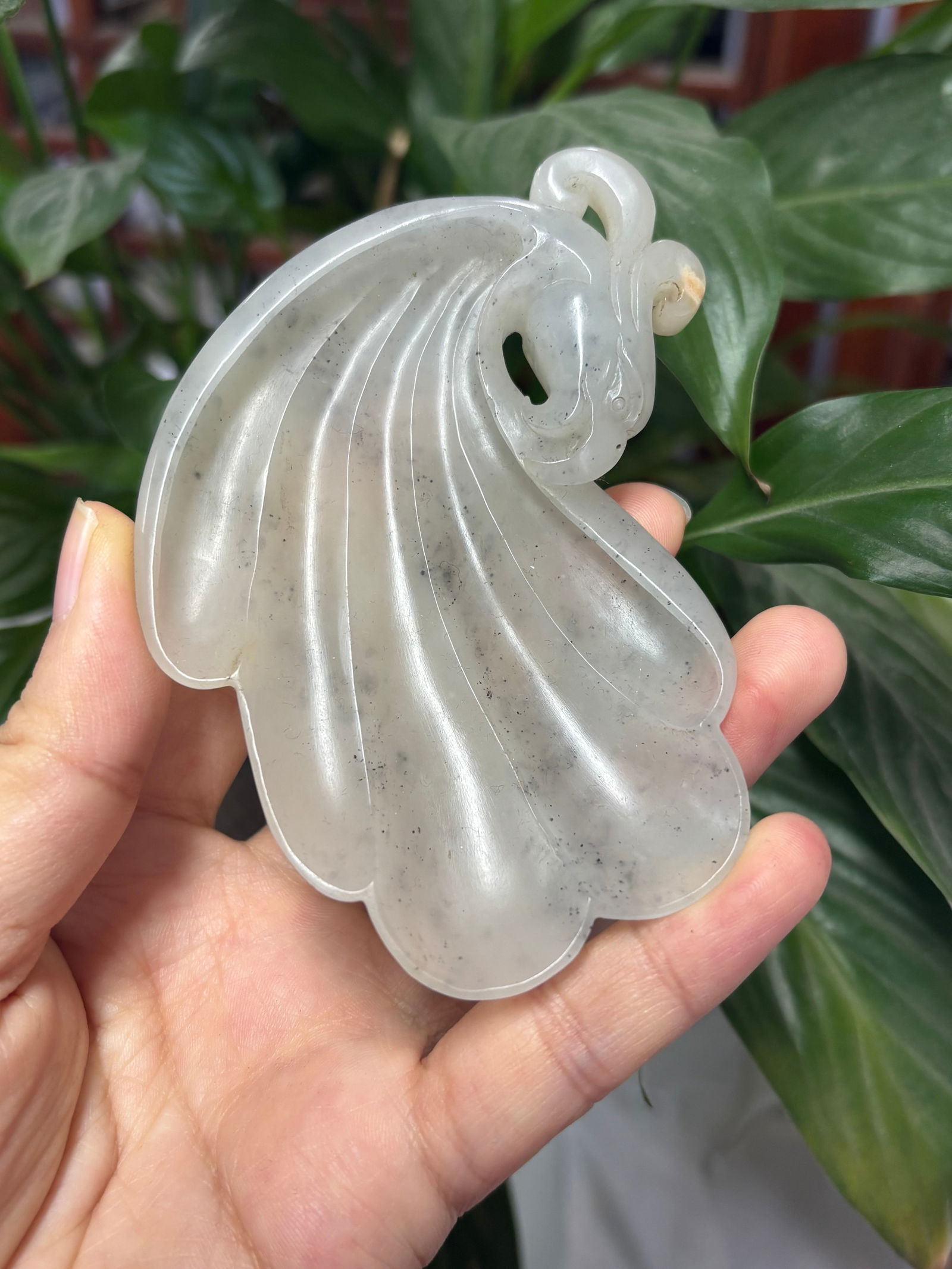 Hotan Jade Blue and White Seed Material Washing: 9.6*6.3*1.4/66.3g