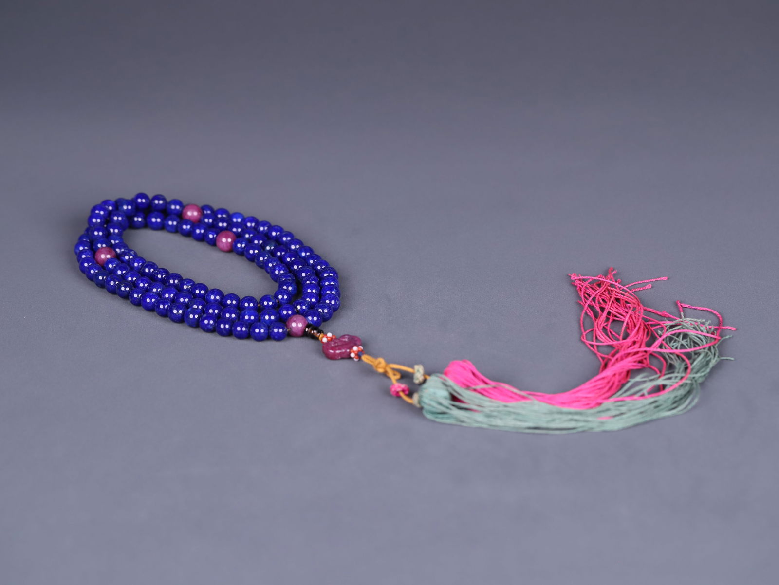 108 prayer beads of Qing Dynasty lapis lazuli and ruby (1 of 1)