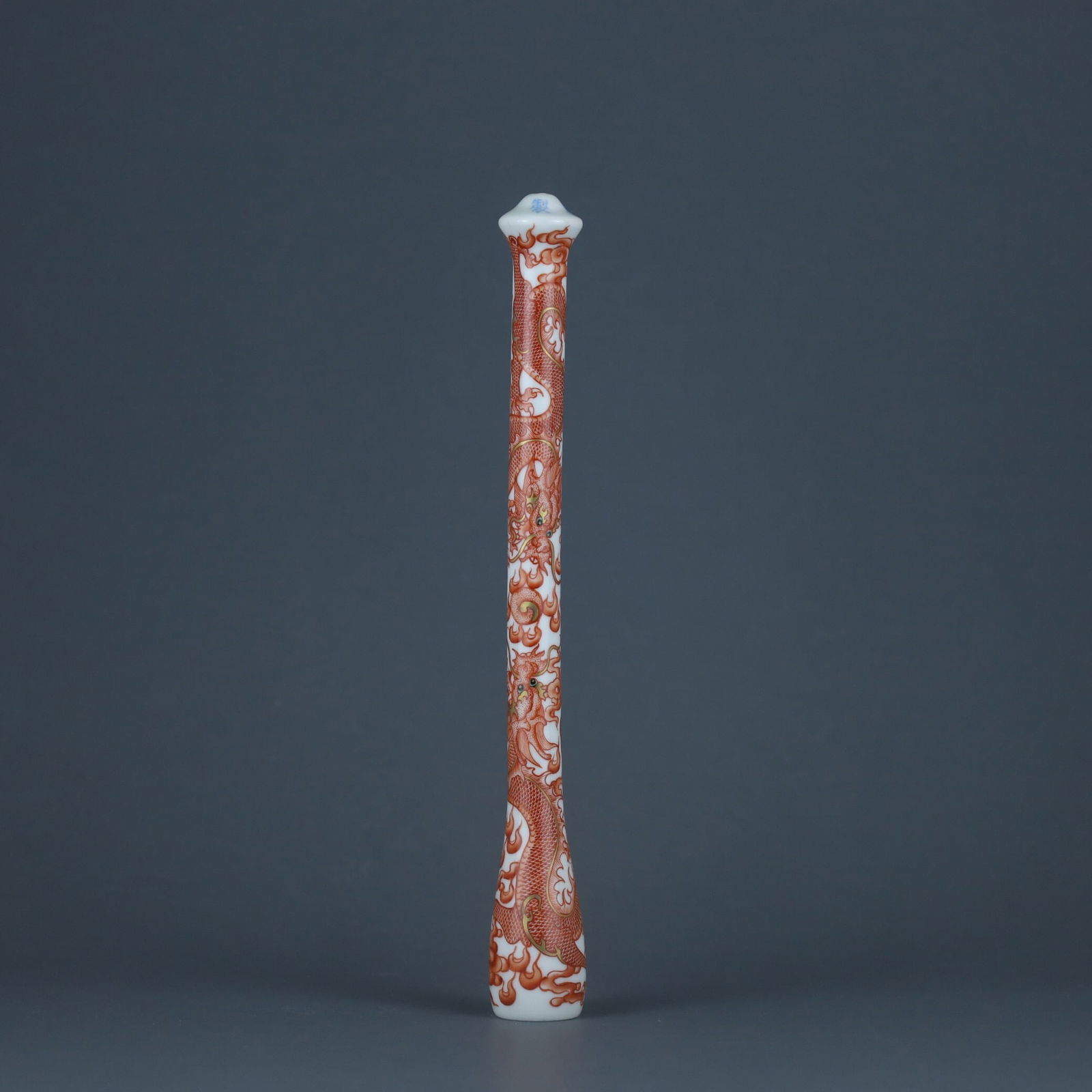 Qianlong Mark Iron-Red Brush Holder: 22*2.4