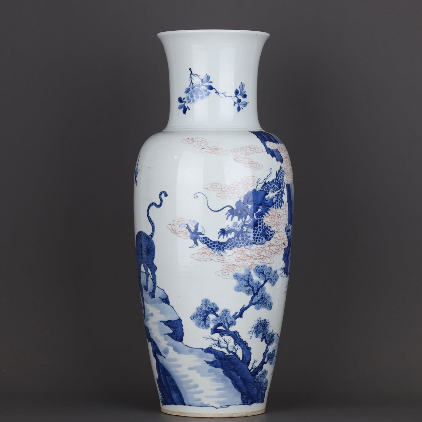Qing Dynasty Blue and White Underglaze Red Vase (1 of 4)