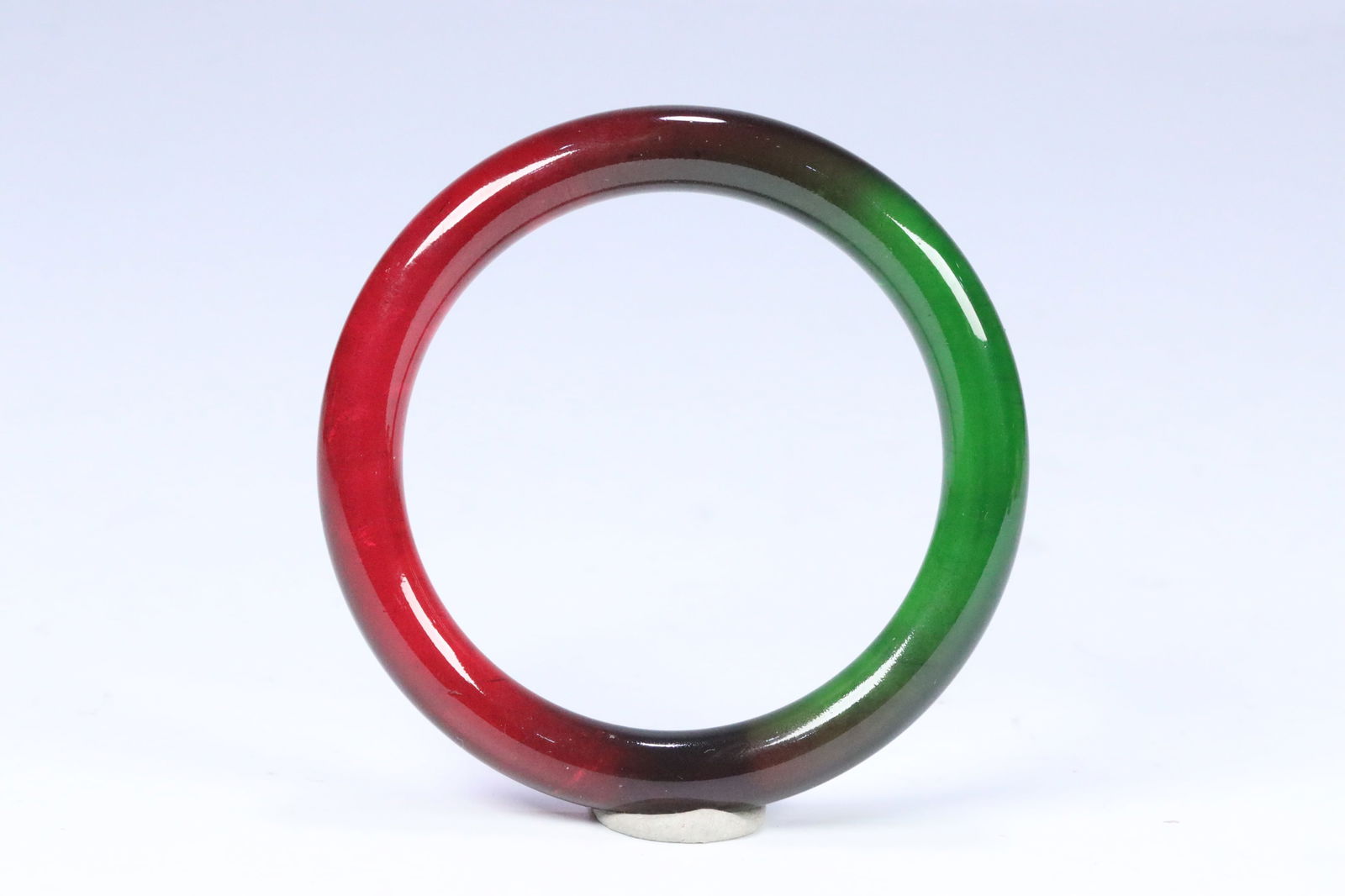 Qing Dynasty dual color tourmaline bracelet: 6*8.05*1.03/45.6g