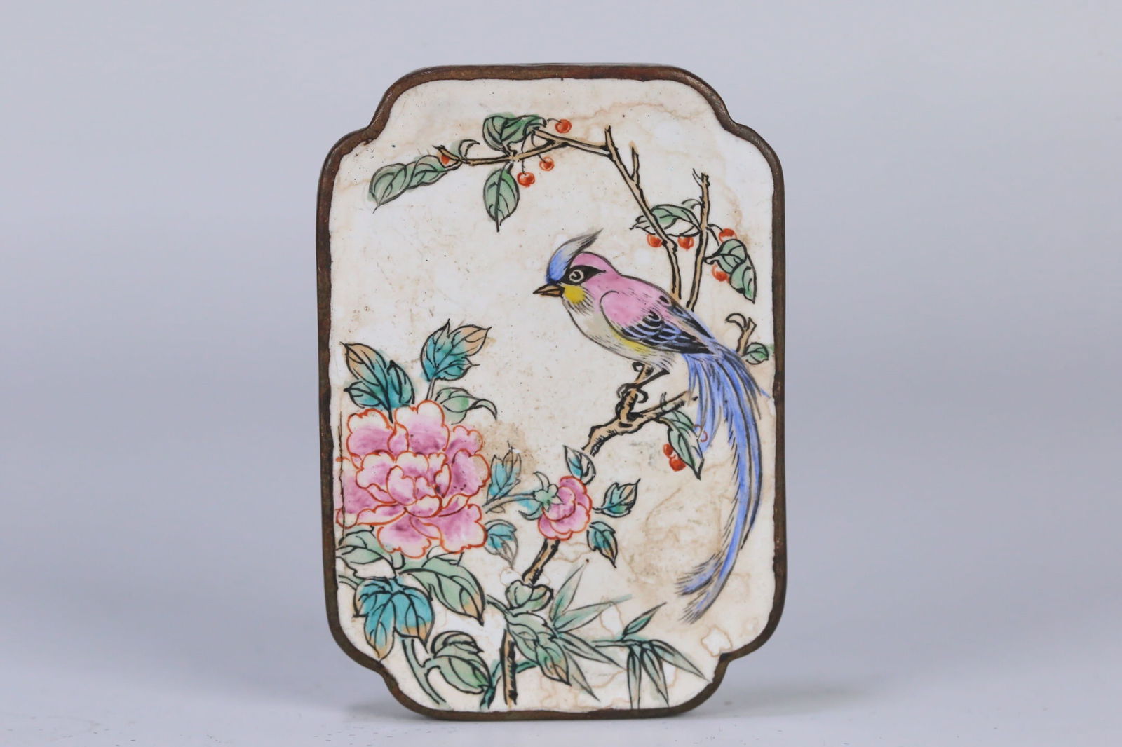 Copper-bodied Painted Enamel Pendant: 6.1*4.3*0.8/79g