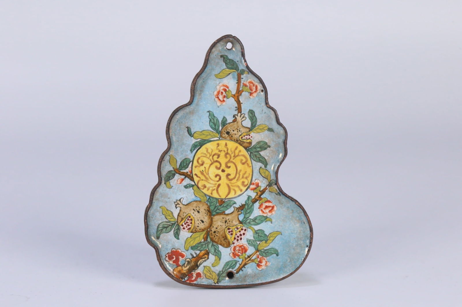 Copper-bodied Painted Enamel Gourd Vase: 6.8*4.5*0.4/29g