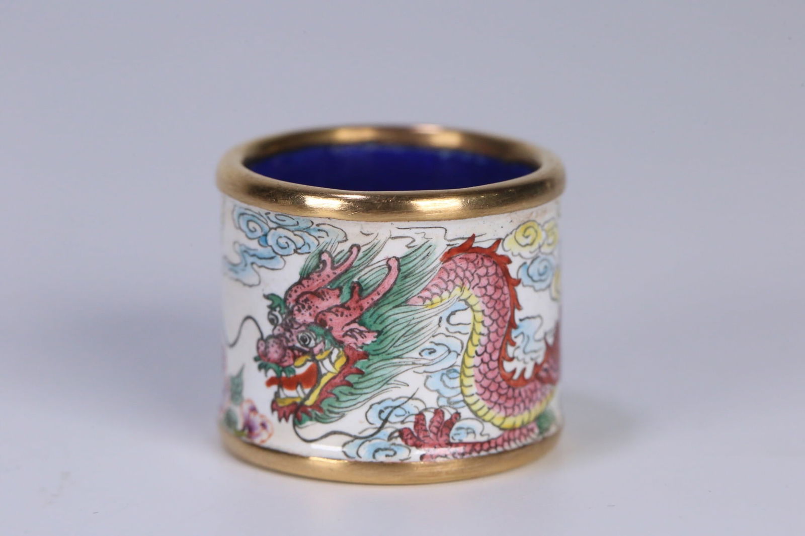 Copper-bodied Painted Enamel Thumb Ring: 2.4*2.5/29g