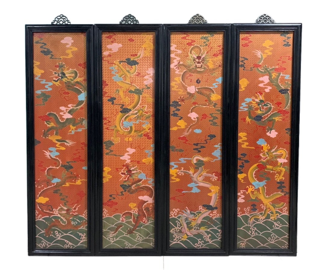 A four-panel screen of lacquered sandalwood from the Qing Dynasty (1 of 2)