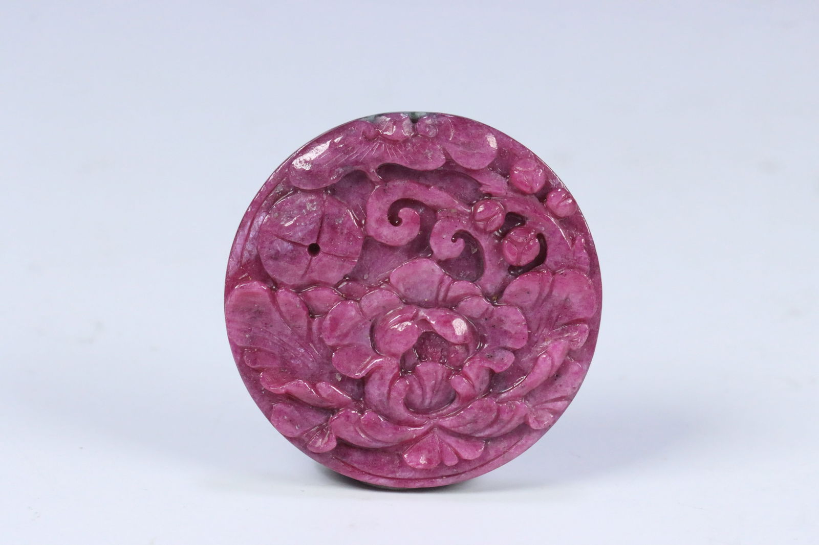 Qing Dynasty Ruby Round Plaque: 4.7*0.68/31.8g