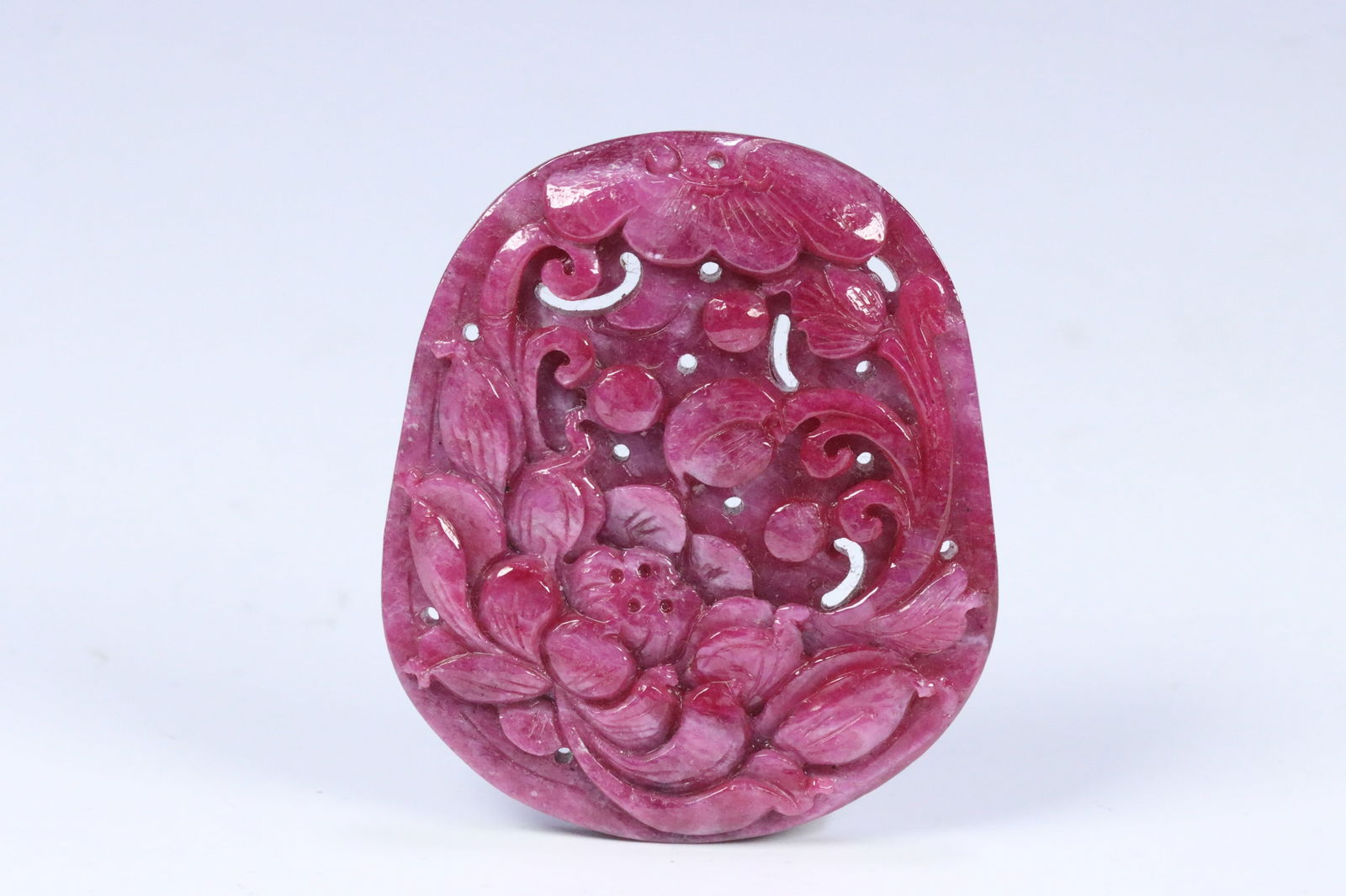 Qing Dynasty Ruby Plaque: 5.7*4.98*0.6/42.6g