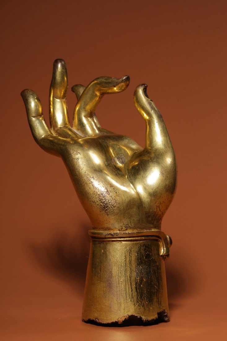 Gilt bronze Buddha hand ornament from the Qing Dynasty: 20*7.8/1.32kg