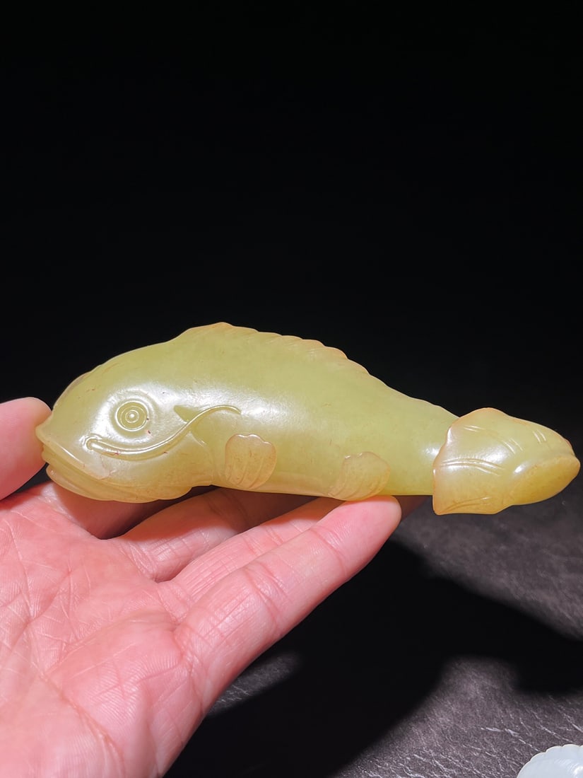 Qing Dynasty Hetian Yellow Jade Ornament: 12.6*7.5*3.7/366.8g