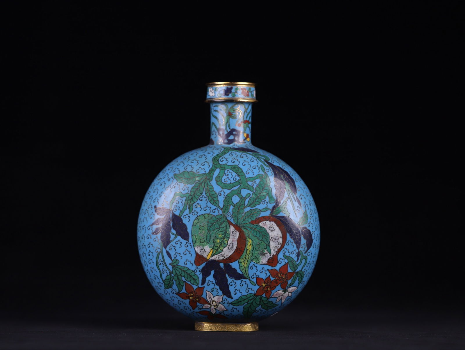 Jingtai copper core cloisonn é enamel moon hugging bottle: 26.5*19*9.5/1433g
