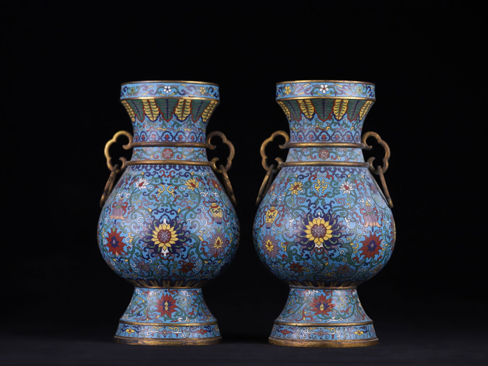 A Pair of Qianlong Period Cloisonné Enamel Vases (1 of 5)