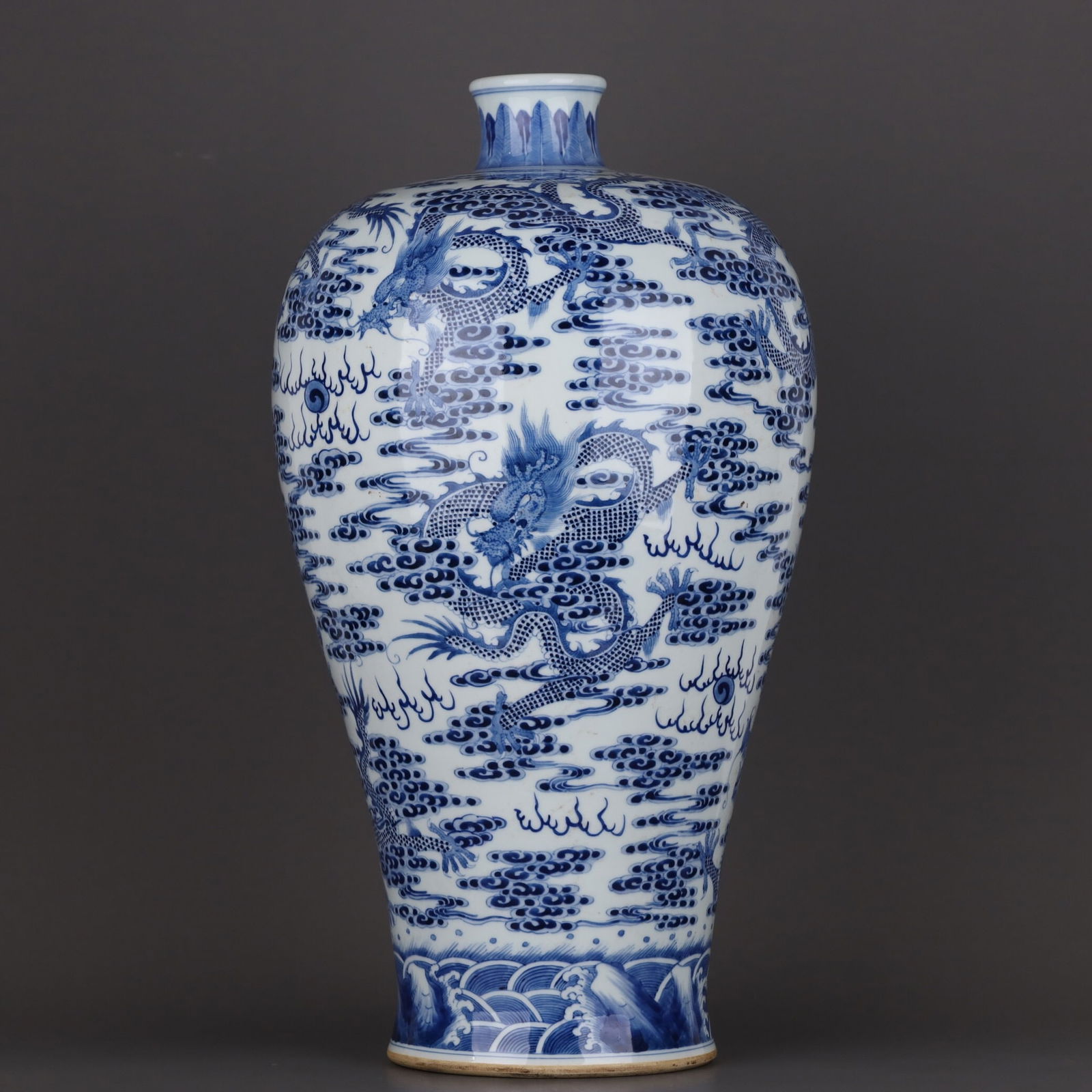 Qianlong- mark blue and white porcelain plum vase: 46.5*26.5