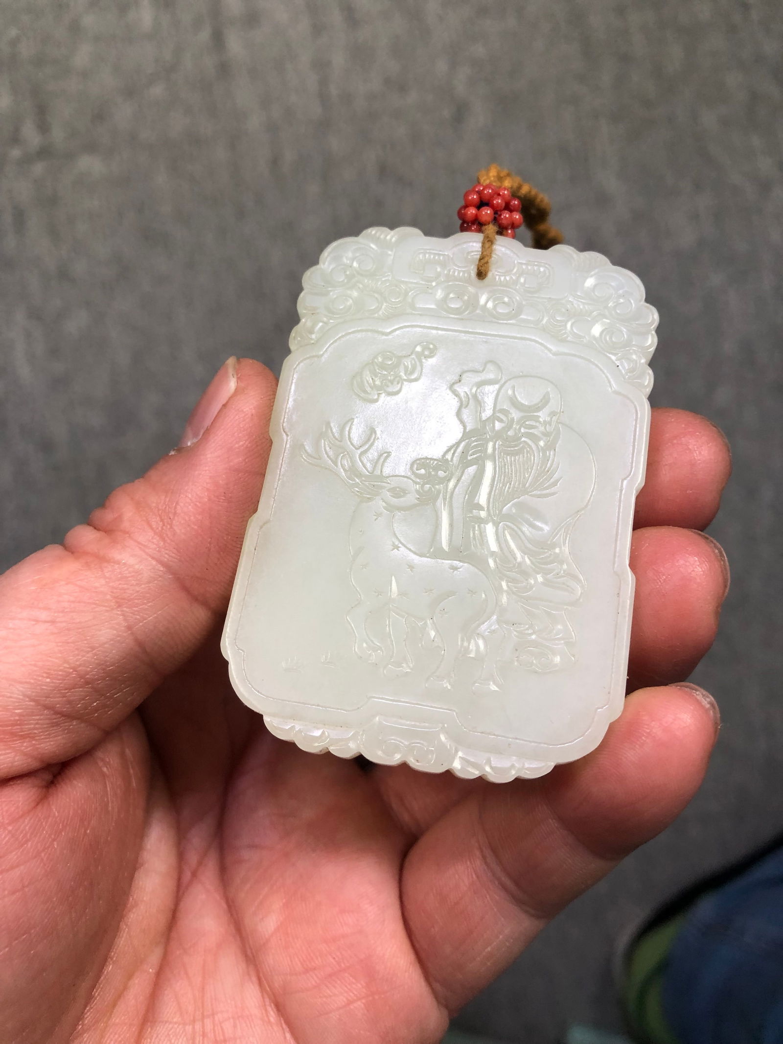 Qing Dynasty Hetian jade plaque: 6.7*4.55*0.8/65.9g