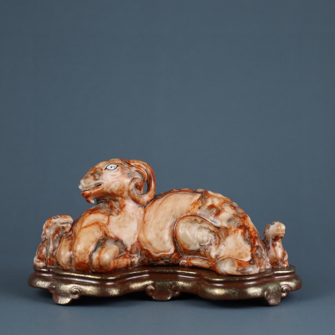 Qianlong mark stone patterned glazed ornament: 7.5*15*8.5