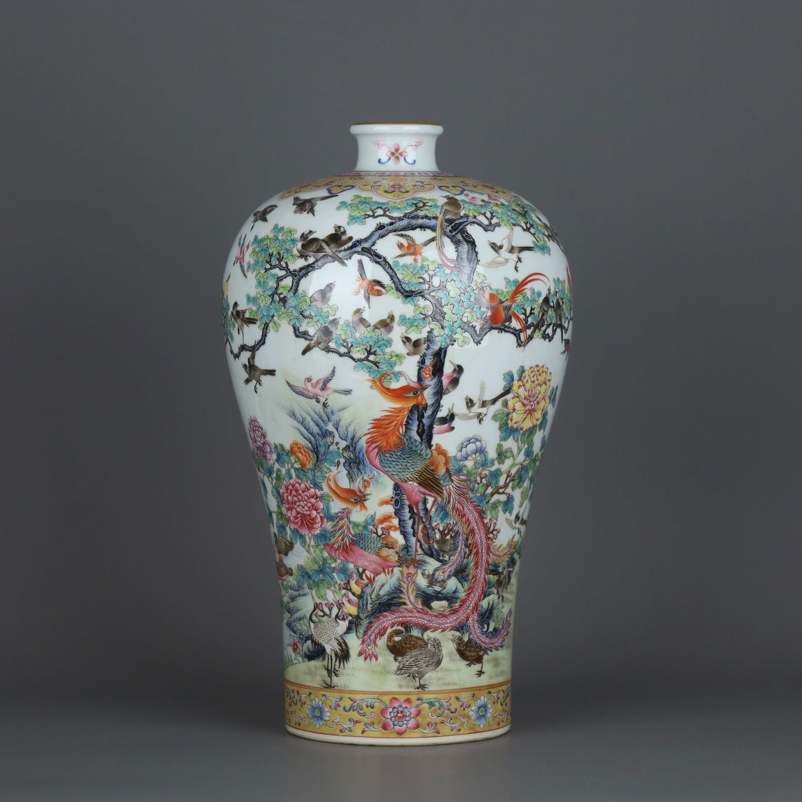 Yongzheng mark Pink Plum Vase: 32.6*19