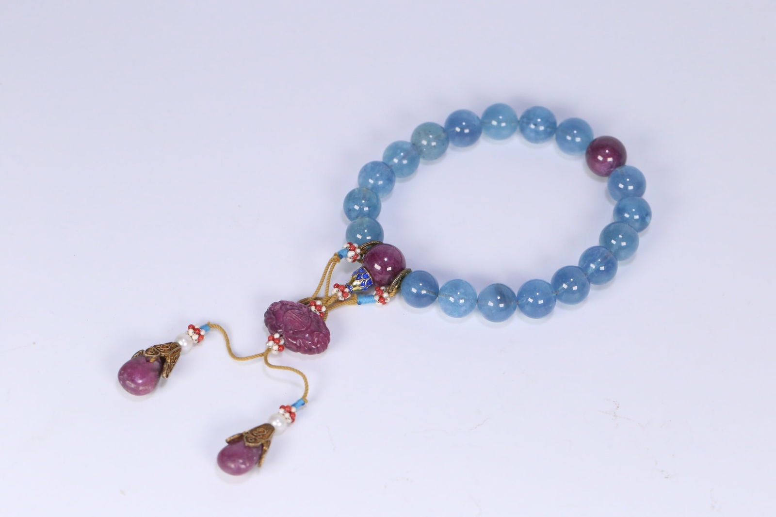 Aquamarine 18-bead handheld bracelet (1 of 1)