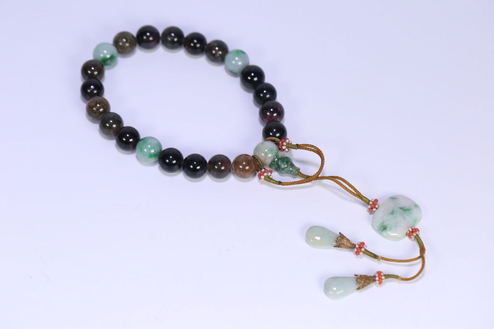 Qing Dynasty Tourmaline 18-Bead Handheld Item: 1.4/108.4g