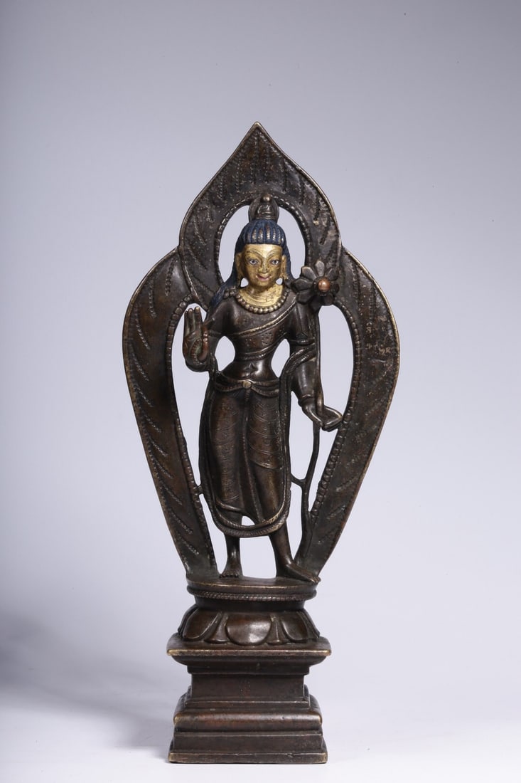 Qing Dynasty alloy copper clay gold Buddha statue (1 of 3)
