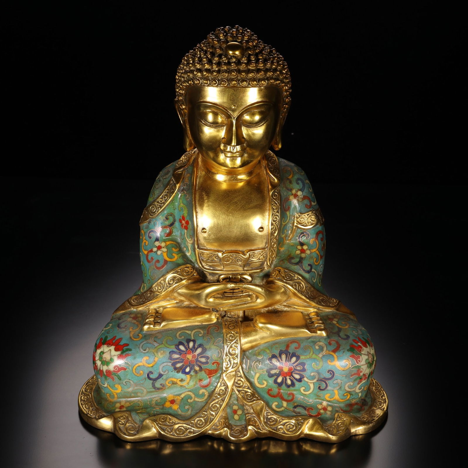 Qing Dynasty Cloisonné Enamel Gilded Buddha Statue (1 of 3)