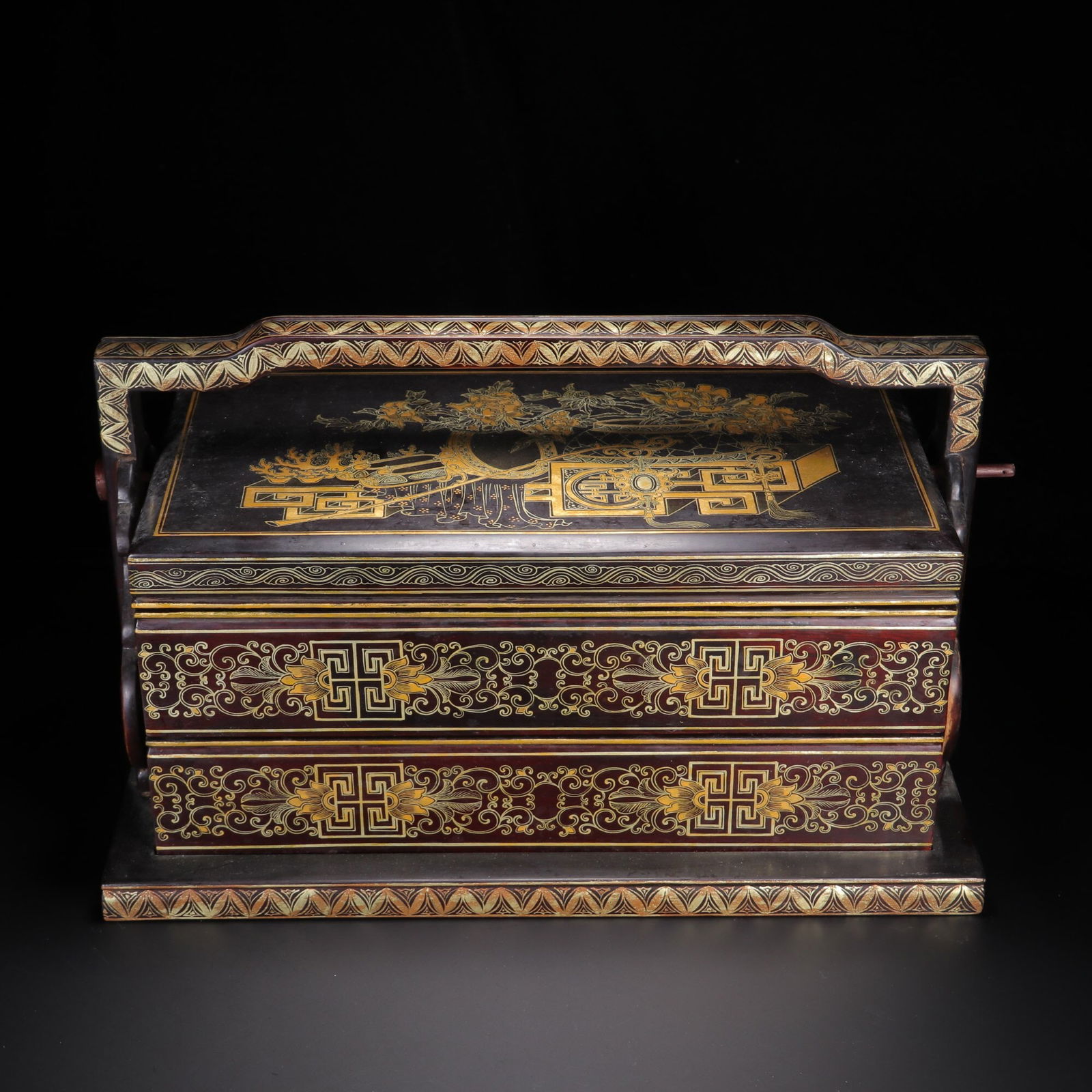 Qing Dynasty Wooden Lacquerware Food Box with Gilded Decoration (1 of 4)