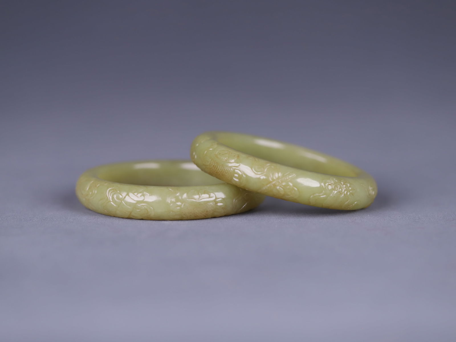 A Pair of Qing Dynasty Hetian Yellow Jade Bangles (1 of 2)