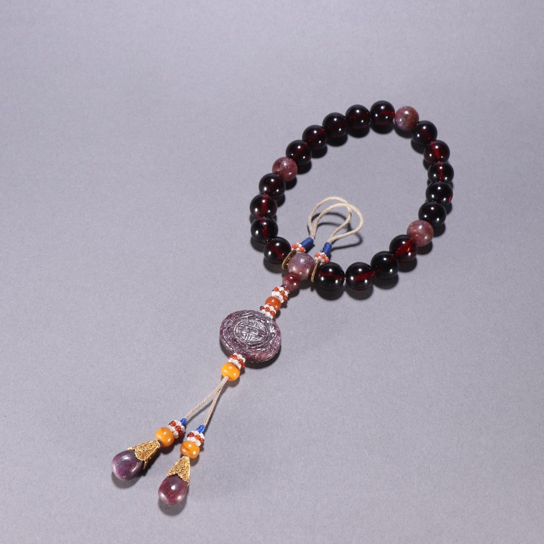 Qing Dynasty Amber 18-Bead Handheld Item: 1.3/71.5g