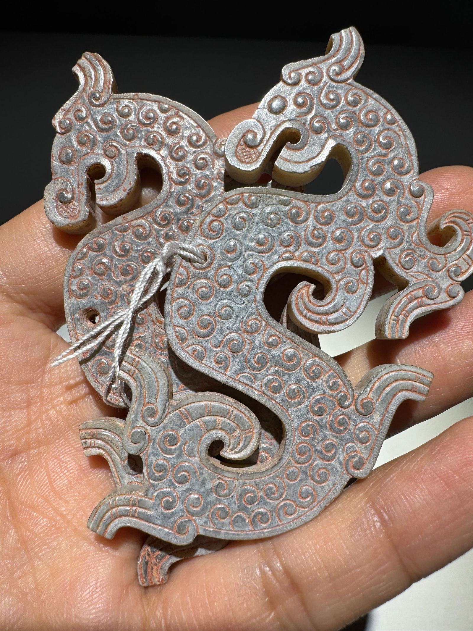 A Pair of Jade Pendants: 8.5*4.3*0.5/60.5g