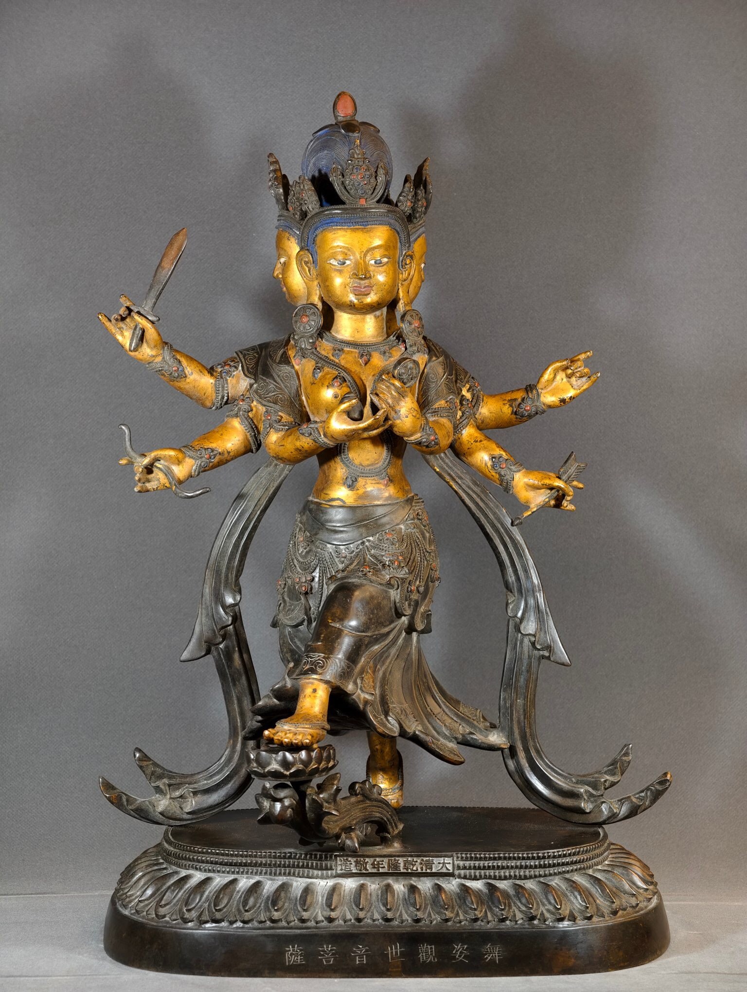 A six-tiered Buddhist pavilion with Buddhist statues (1 of 3)