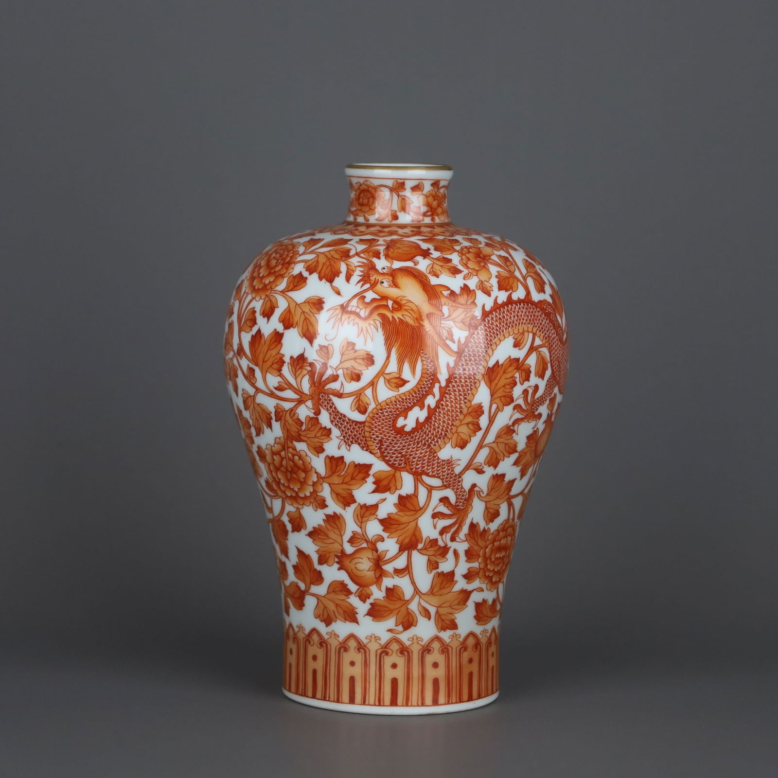 Jiaqing mark iron-red plum vase (1 of 5)