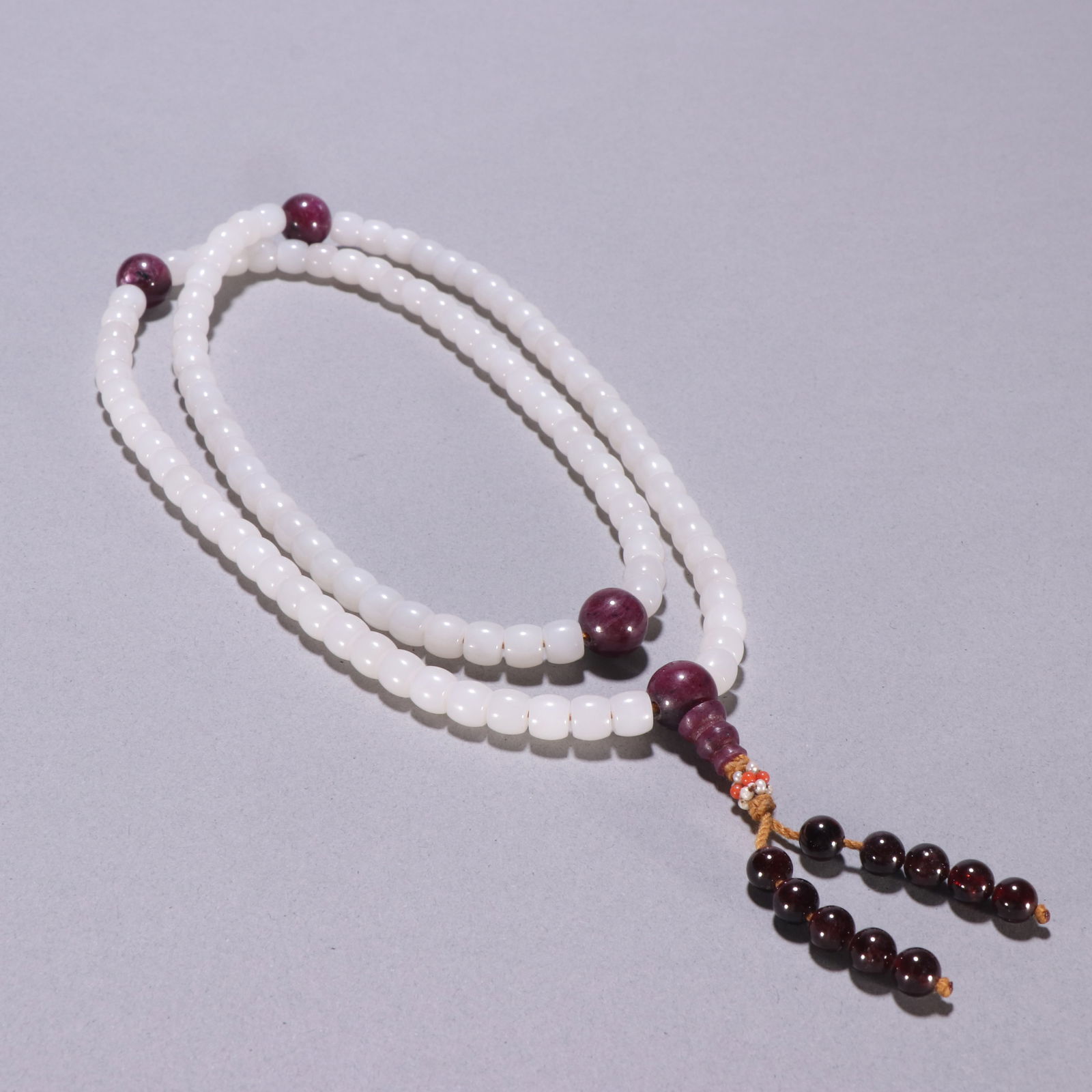 Hotan Jade and Ruby 108 Buddhist beads (1 of 1)