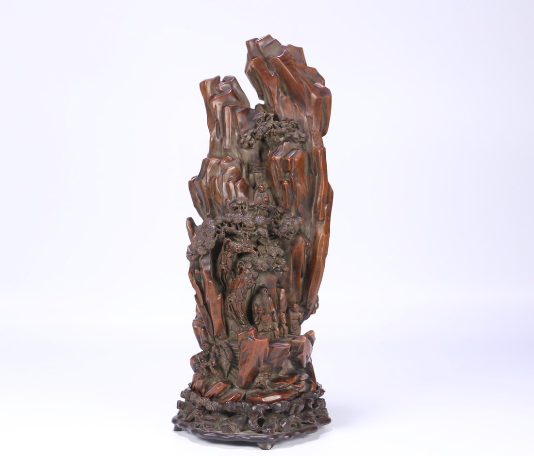 Qing Dynasty Huanghua Pear Wood Mountain Ornament (1 of 2)