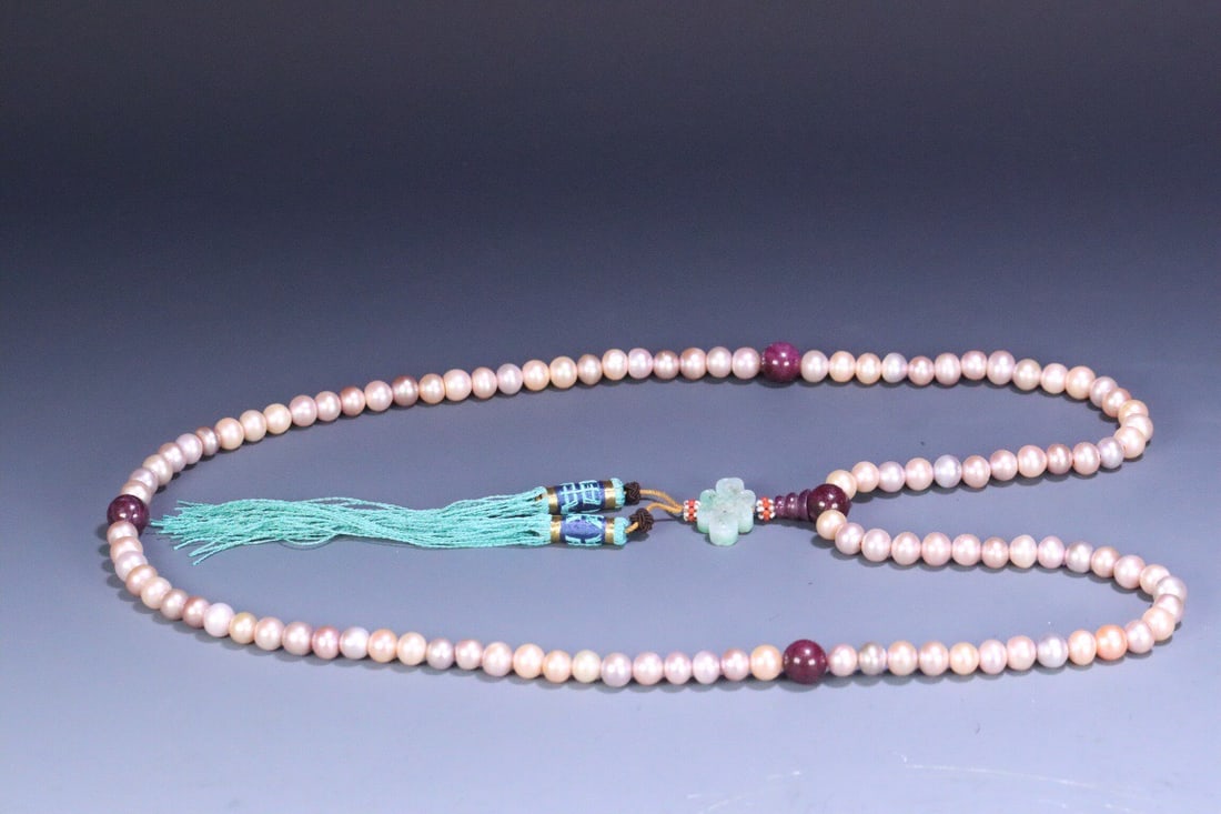 Qing Dynasty 108-bead pearl Buddhist rosary chain: 1/158g