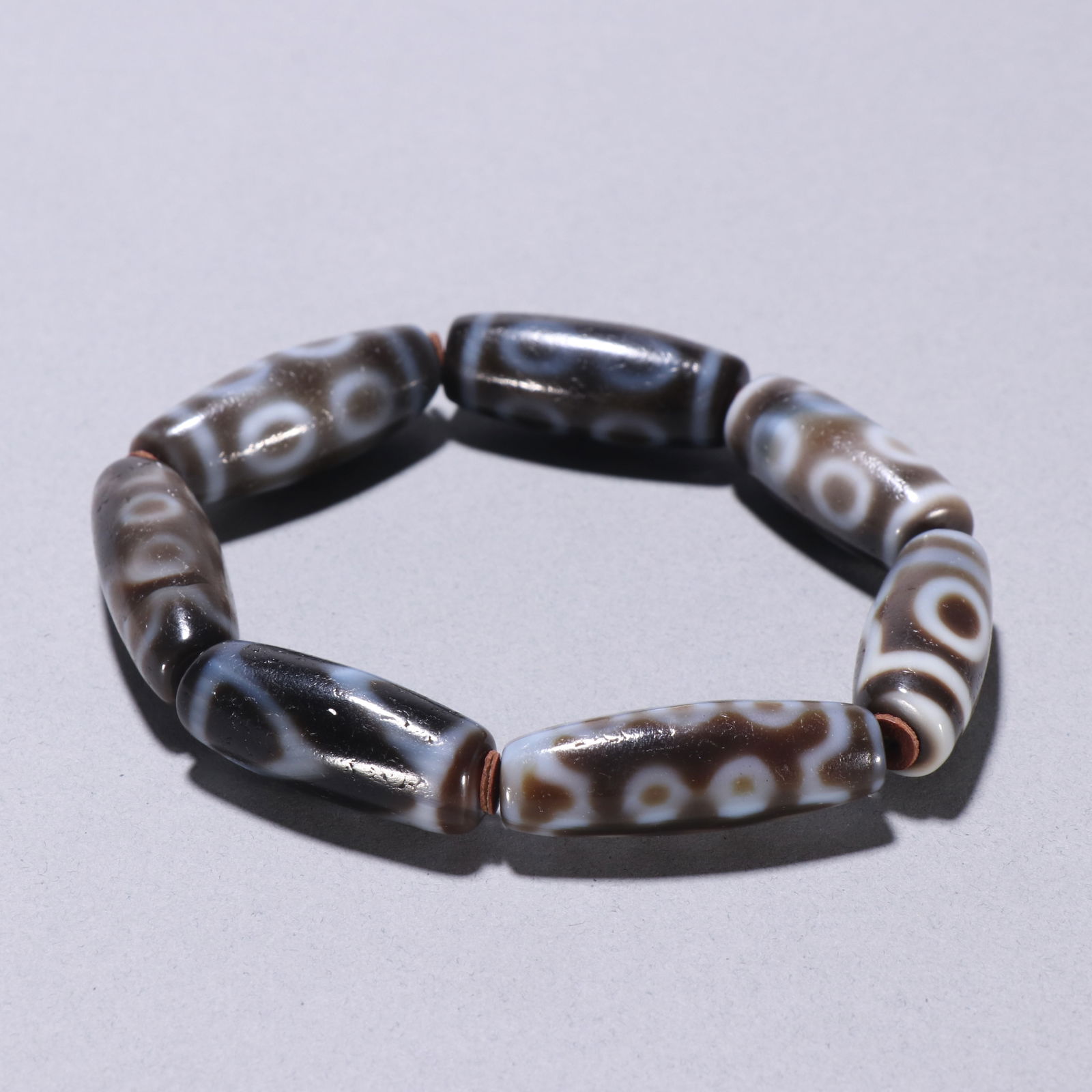 Qing Dynasty dzi bead bracelet: 3 .2*1.1/44.2g