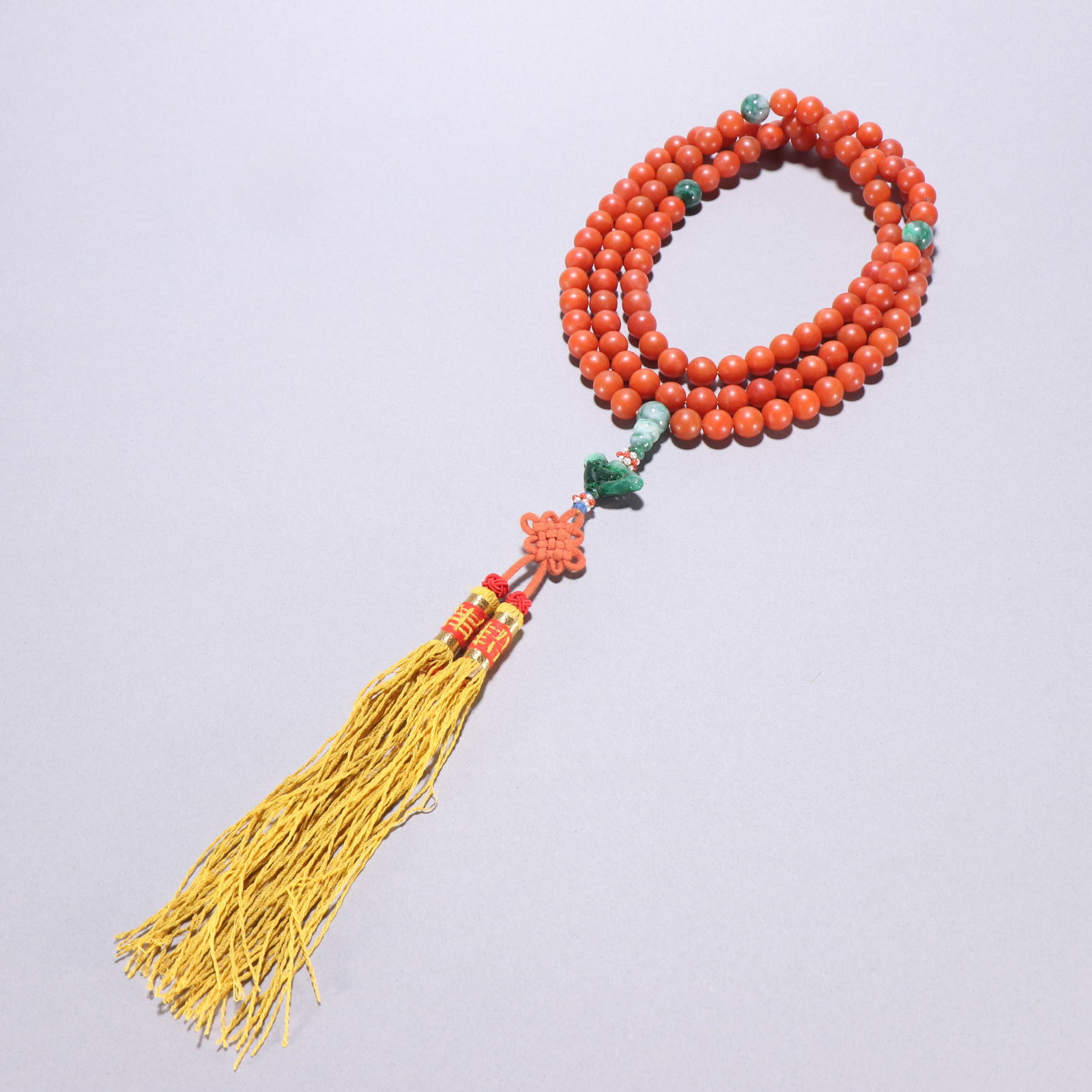 108-bead Southern Red Agate Buddhist Prayer Beads (Qing Dynasty): 0 .9/148g
