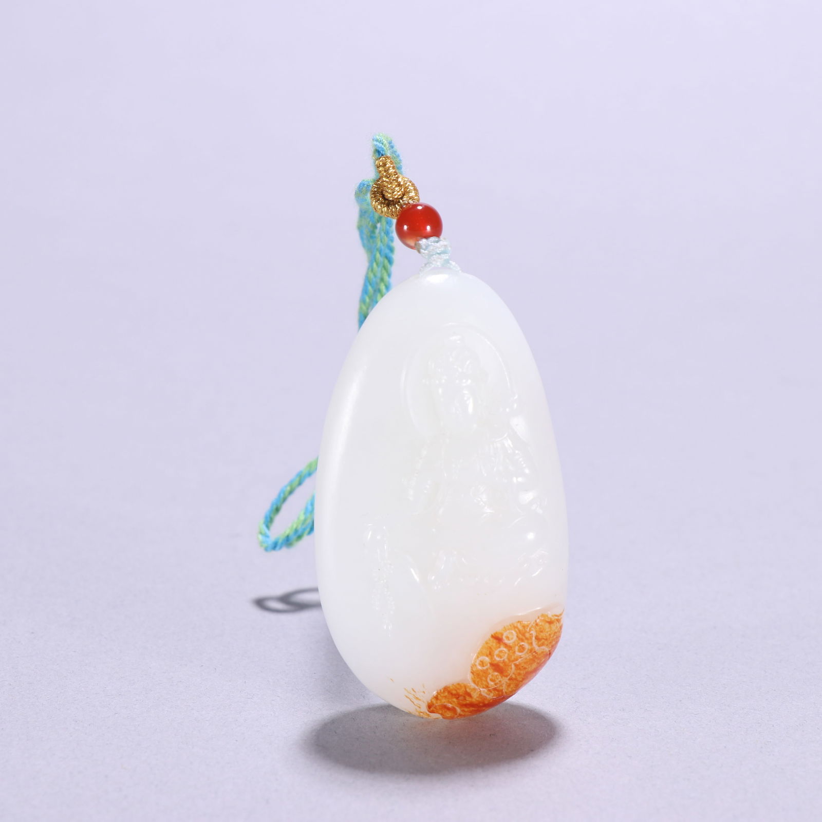Qing Dynasty Hotan Jade seed pendant: 5.6*3.2/53g