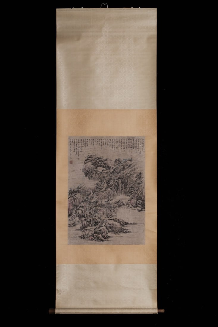 Paper Hanging Scroll with Shi Xi-mark Attribution (1 of 1)
