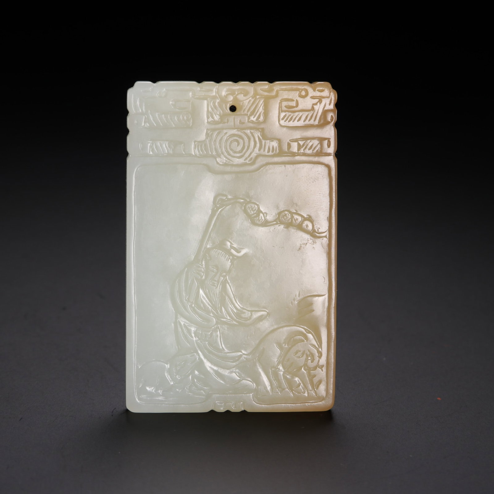 Chinese Qing DynastyHetian jade figure story poem plaque (1 of 9)