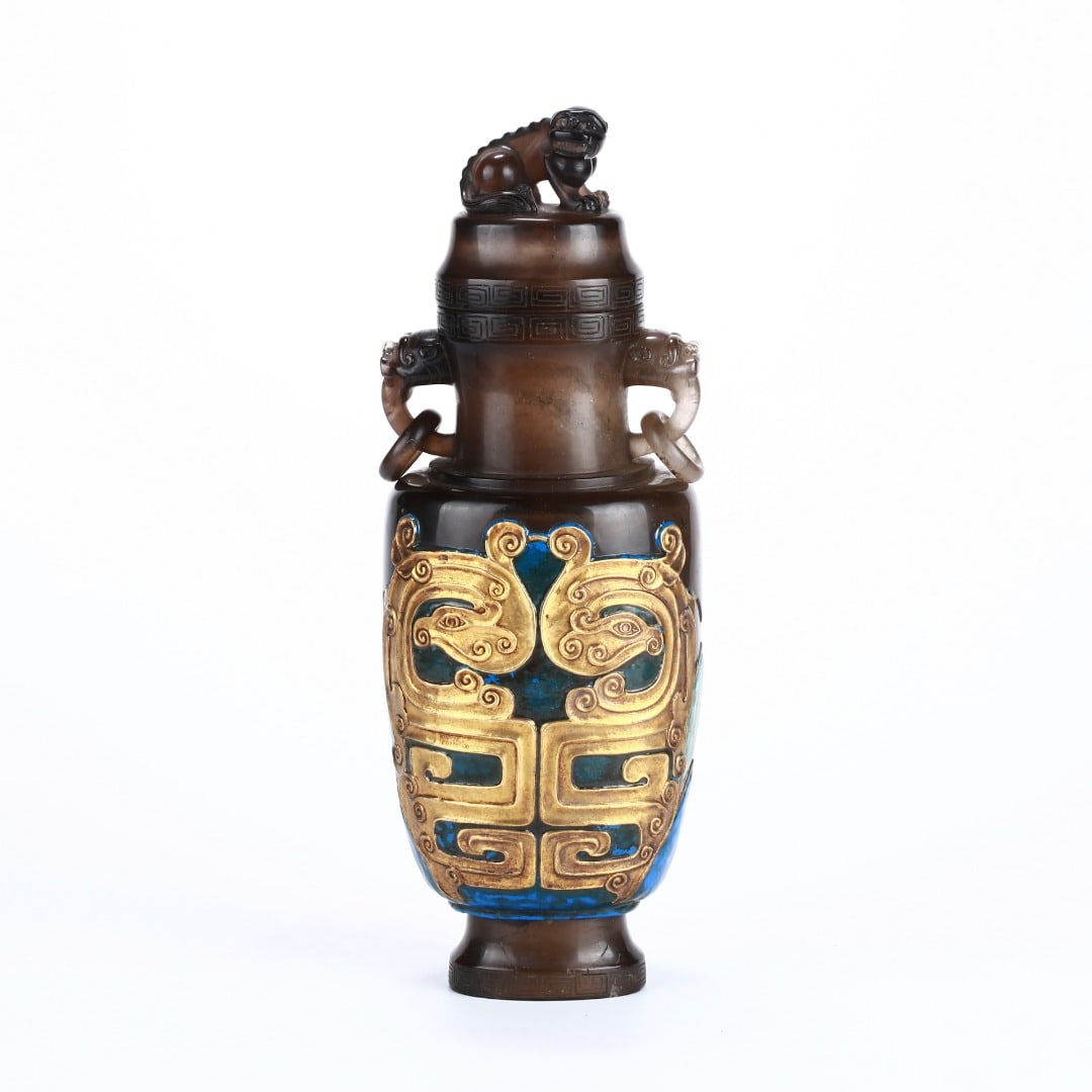 Chinese Crystal Chilong Pattern Loop Handle Bottle (1 of 10)