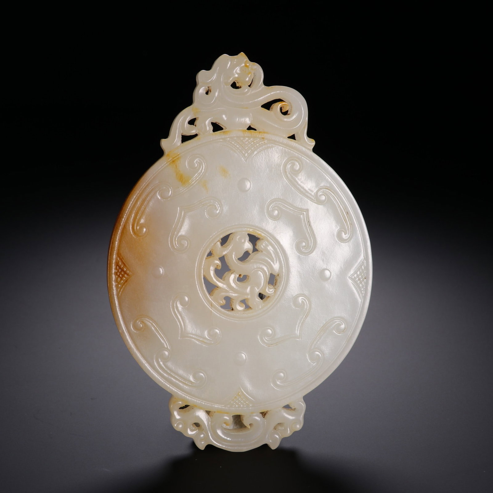 Chinese Ming Dynasty Hetian jade carving of dragon and phoenix auspiciousness jade disc (1 of 9)