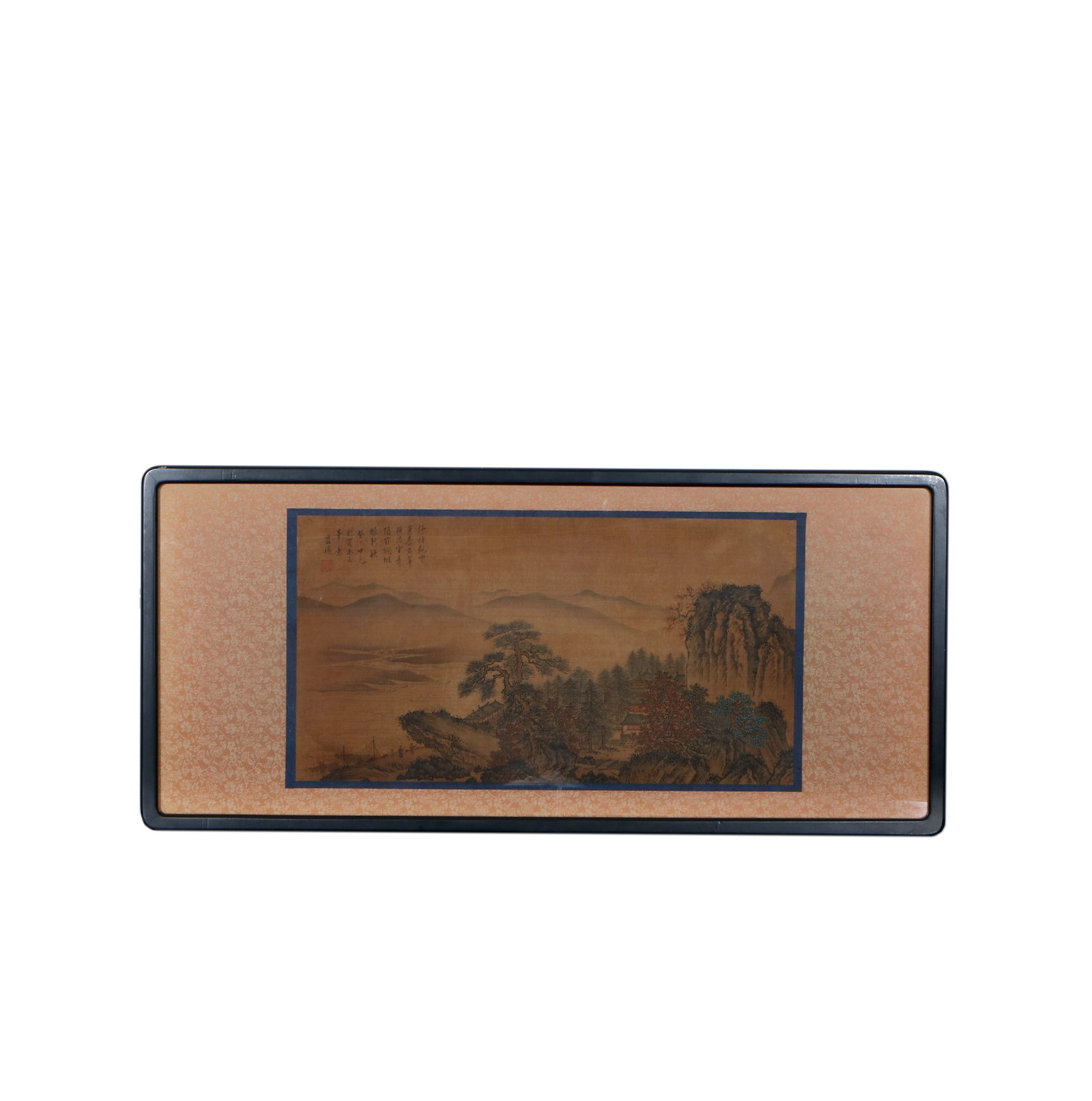 Chinese Lan Ying Mark Landscape Frames: The frame is 35.5cm long and 78cm wide; the core is 26cm long and 48.5cm wide.