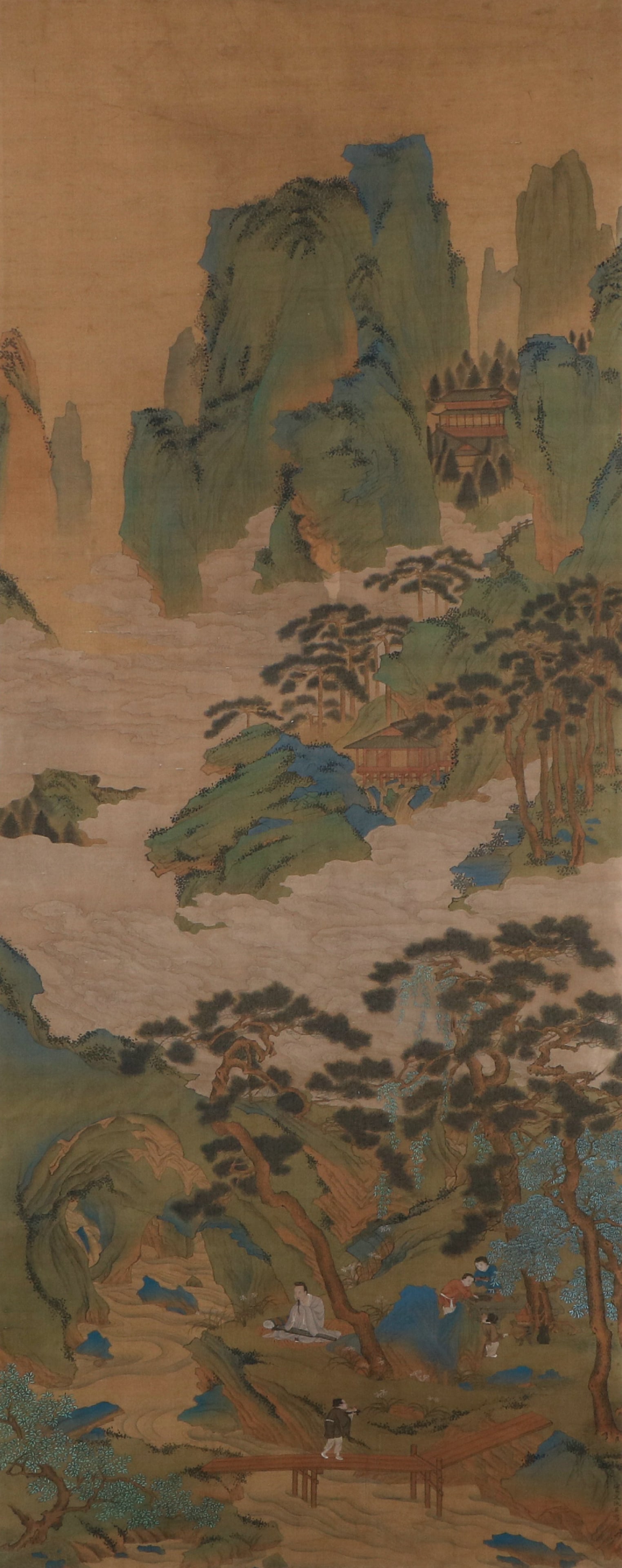 Chinese Qiu Ying Mark landscape hanging scroll (1 of 5)