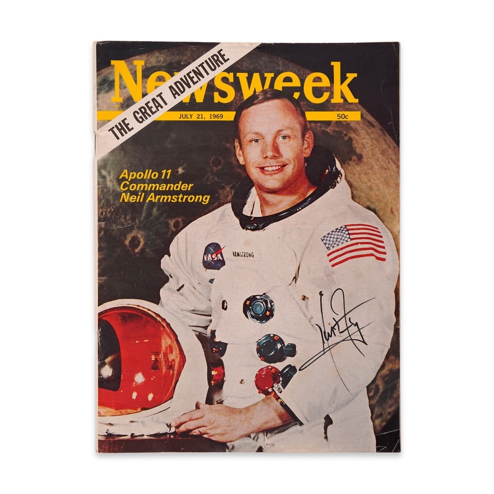 NEIL ARMSTRONG SIGNED "NEWSWEEK" MAGAZINE - JULY 21, 1969 (1 of 3)