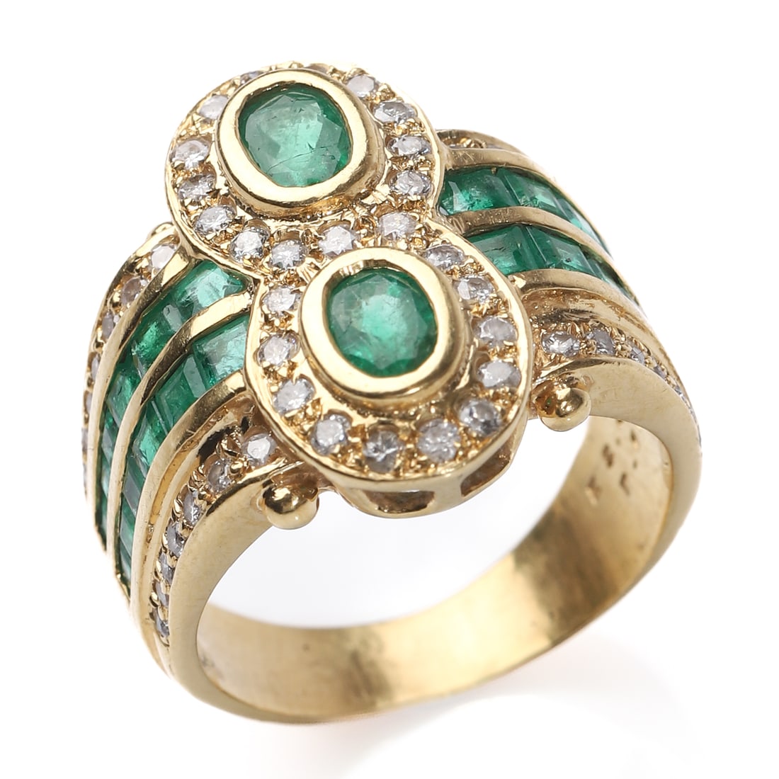 RETRO 18K GOLD EMERALD AND DIAMOND RING (1 of 7)