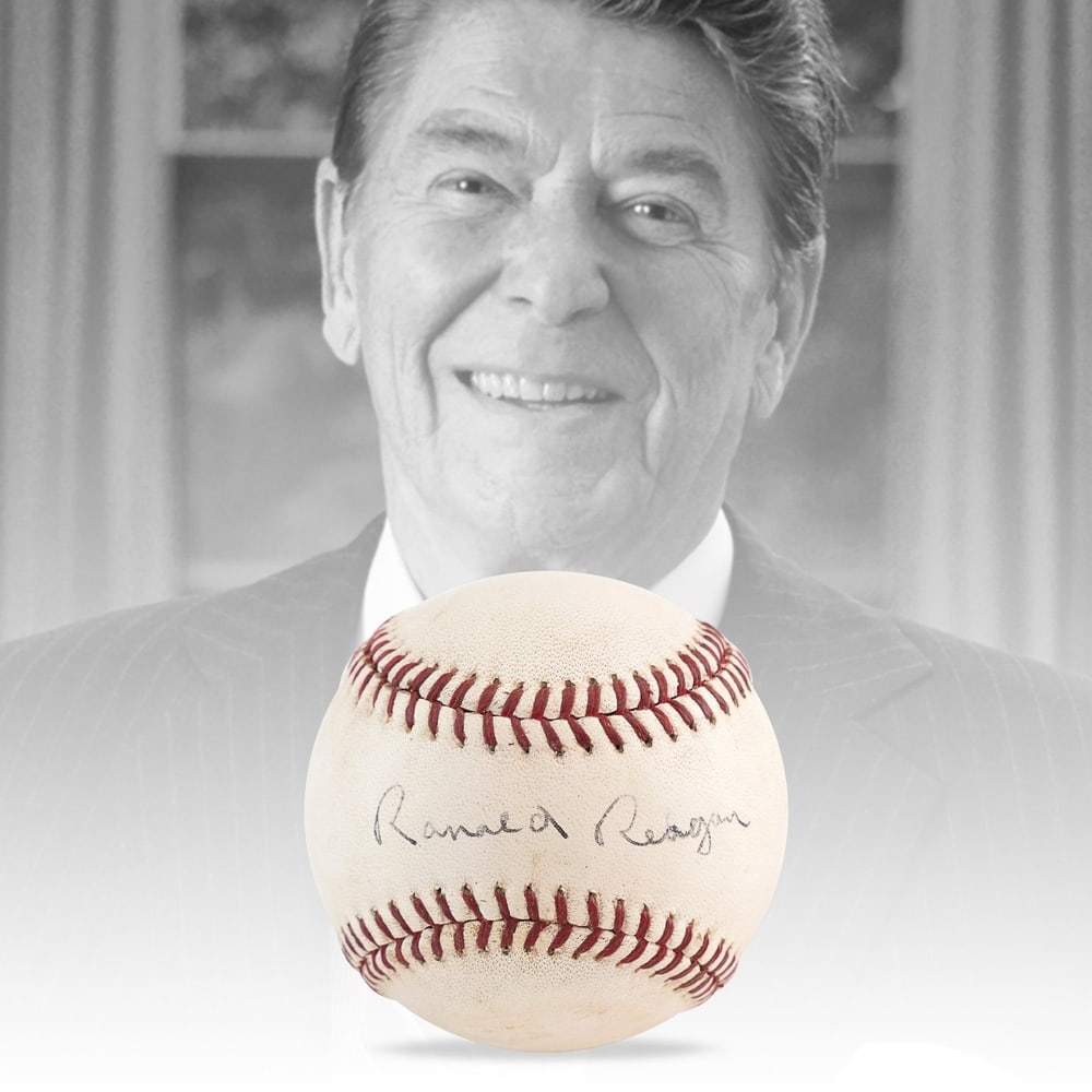 RONALD REAGAN SIGNED BASEBALL: Provenance and Authentication: This collectible has undergone a rigorous forensic evaluation. The signatures were carefully analyzed across multiple criteria, including ink deposition, material aging