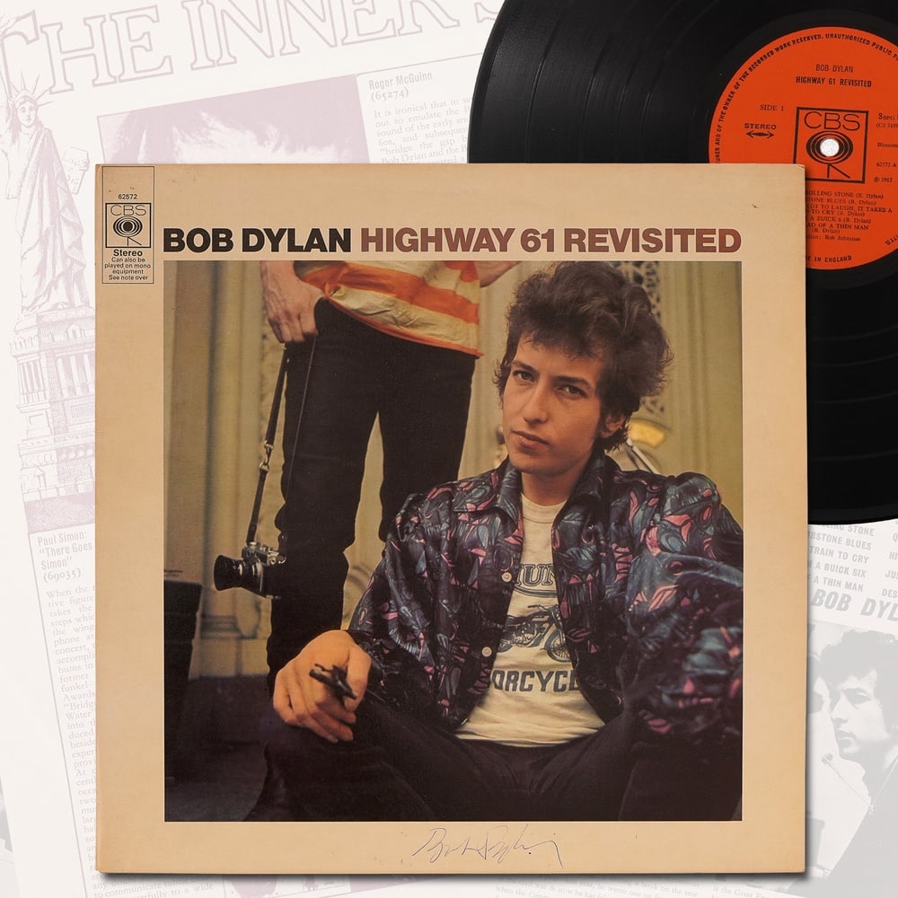 BOB DYLAN SIGNED "HIGHWAY 61 REVISITED" LP ALBUM COVER (1965) (1 of 6)